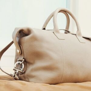 [ROYCE New York] Medium Duffel Overnight Travel bag Leather | Taupe